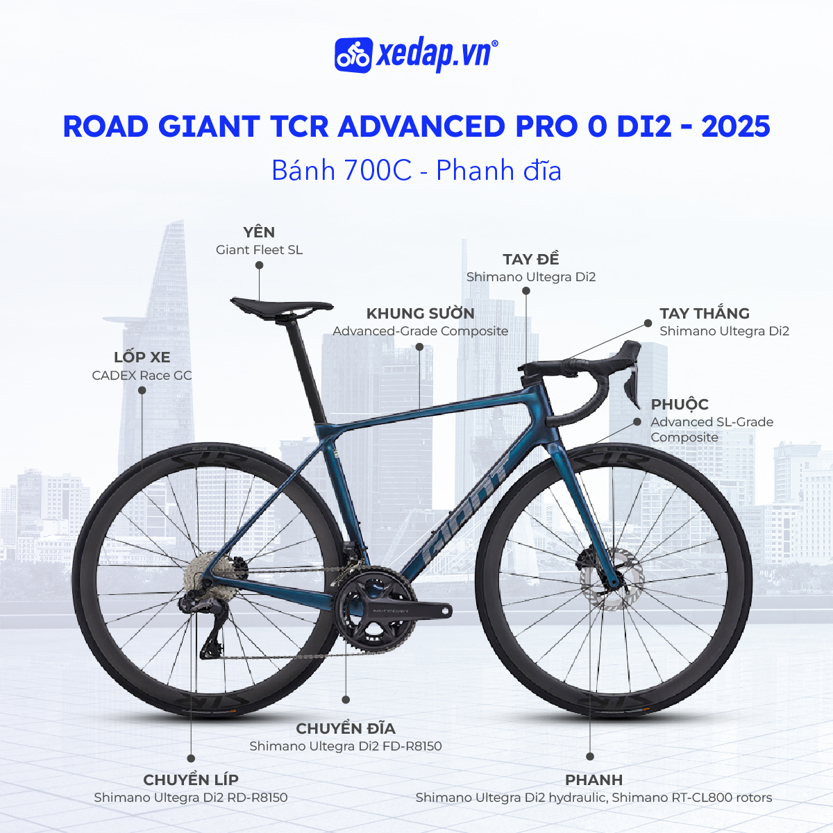 Cấu hình Xe Đạp Đua Đường Trường GIANT TCR Advanced Pro 0 DI2